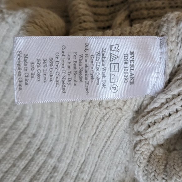 Everlane Slubby Cotton Linen V-Neck Sweater Open Weave Size XS Cream Off White - Picture 7 of 7